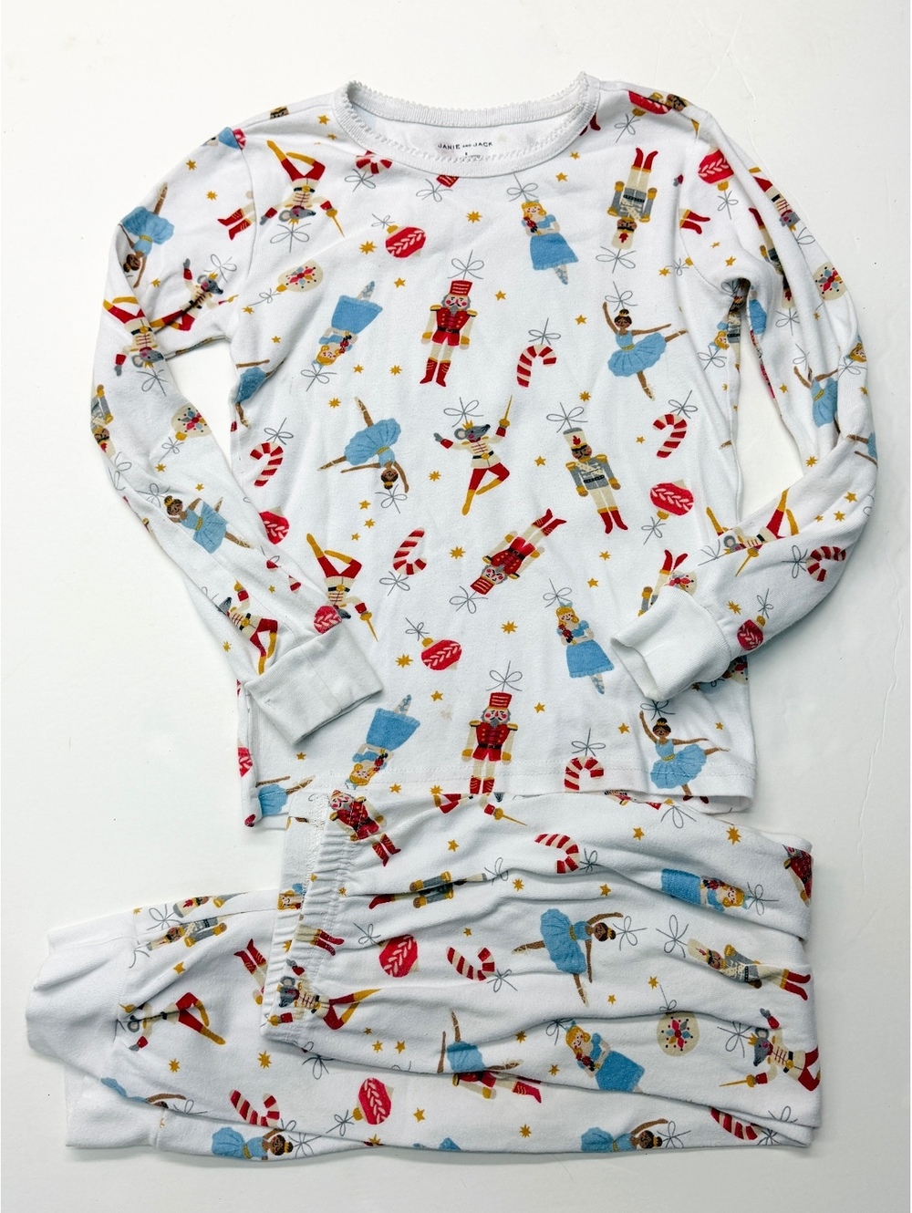 Janie and Jack Kids Nutcracker Christmas Ballet Print Goodnight Pajama Set Sz 8